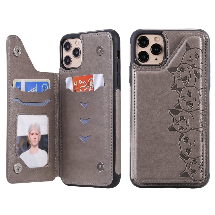 Six Cats Embossing Pattern Protective Case with Holder & Card Slots & Photo Frame, For iPhone 7 Plus / 8 Plus, For iPhone 11, For iPhone 11 Pro Max