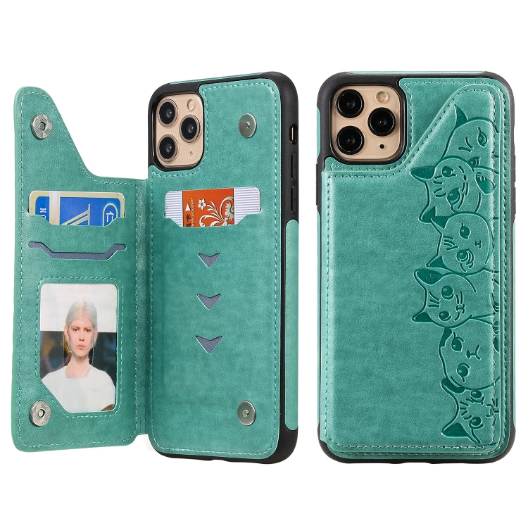 Six Cats Embossing Pattern Protective Case with Holder & Card Slots & Photo Frame, For iPhone 7 Plus / 8 Plus, For iPhone 11, For iPhone 11 Pro Max