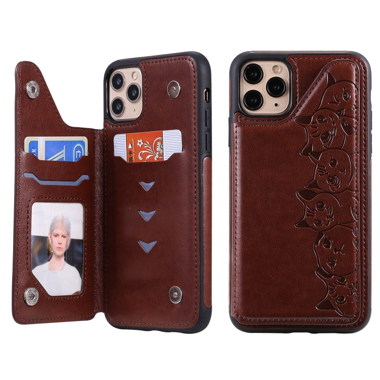 Six Cats Embossing Pattern Protective Case with Holder & Card Slots & Photo Frame, For iPhone 7 Plus / 8 Plus, For iPhone 11, For iPhone 11 Pro Max