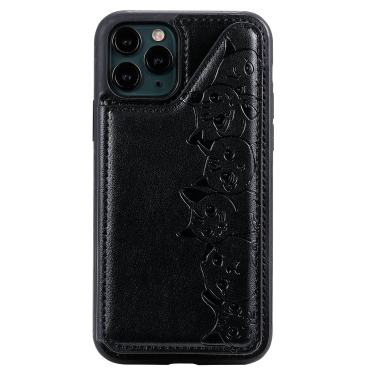 Six Cats Embossing Pattern Protective Case with Holder & Card Slots & Photo Frame, For iPhone 11 Pro, For iPhone X, For iPhone XR