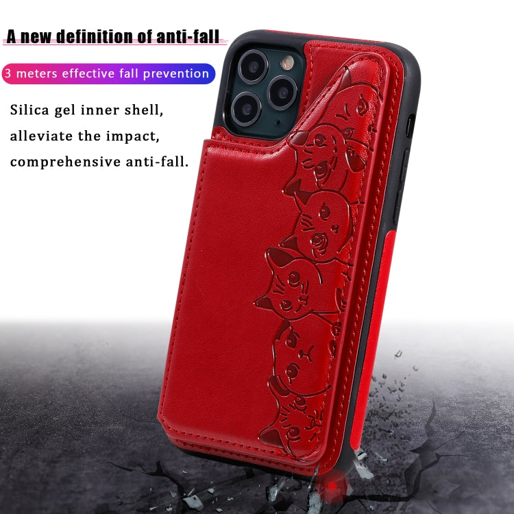 Six Cats Embossing Pattern Protective Case with Holder & Card Slots & Photo Frame, For iPhone 11 Pro, For iPhone X, For iPhone XR