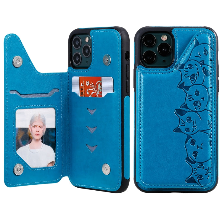 Six Cats Embossing Pattern Protective Case with Holder & Card Slots & Photo Frame, For iPhone 11 Pro, For iPhone X, For iPhone XR