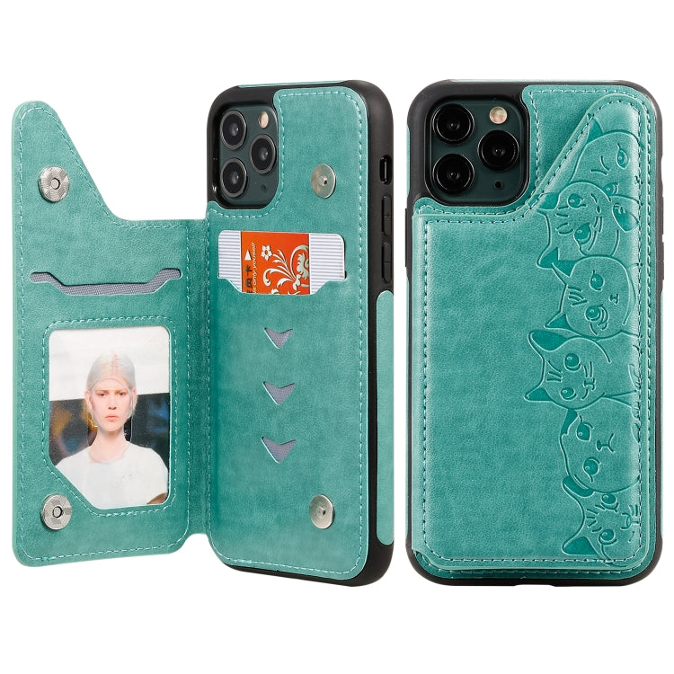 Six Cats Embossing Pattern Protective Case with Holder & Card Slots & Photo Frame, For iPhone 11 Pro, For iPhone X, For iPhone XR