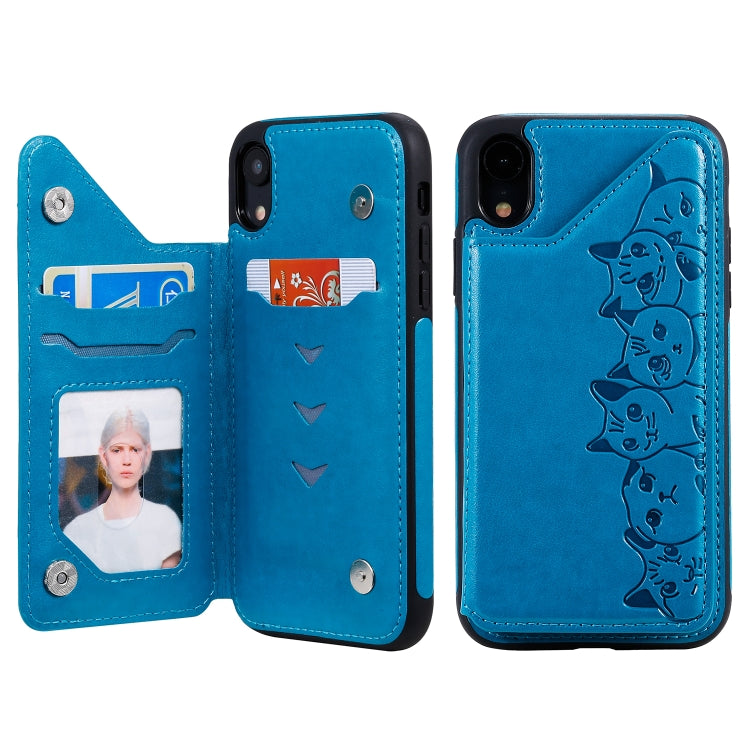 Six Cats Embossing Pattern Protective Case with Holder & Card Slots & Photo Frame, For iPhone 11 Pro, For iPhone X, For iPhone XR