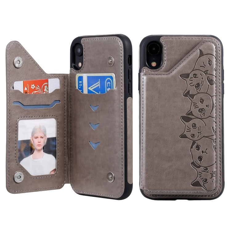 Six Cats Embossing Pattern Protective Case with Holder & Card Slots & Photo Frame, For iPhone 11 Pro, For iPhone X, For iPhone XR