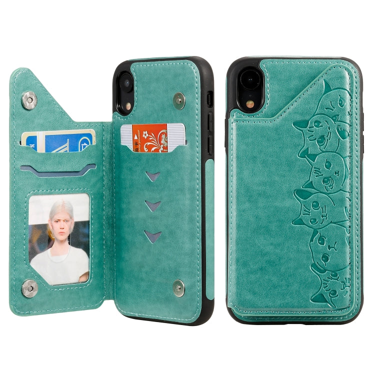 Six Cats Embossing Pattern Protective Case with Holder & Card Slots & Photo Frame, For iPhone 11 Pro, For iPhone X, For iPhone XR