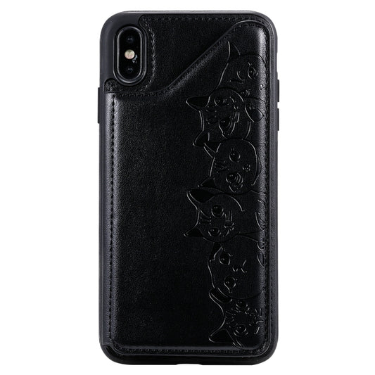 Colorful cat design embossing pattern on durable iPhone XS protective case