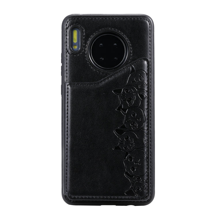 Six Cats Embossing Pattern Protective Case with Holder & Card Slots & Photo Frame, For Huawei Mate 30, For Huawei Mate 30 Pro, For Galaxy Note 10+