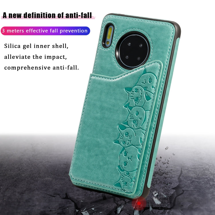 Six Cats Embossing Pattern Protective Case with Holder & Card Slots & Photo Frame, For Huawei Mate 30, For Huawei Mate 30 Pro, For Galaxy Note 10+