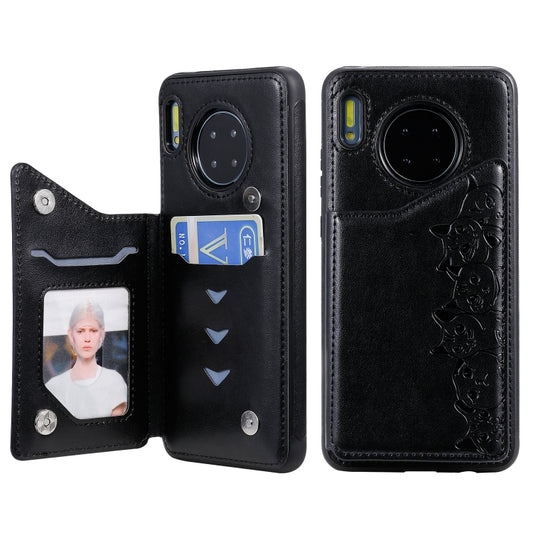 Six cats embossed protective case for Huawei Mate 30 Pro with card slot holder