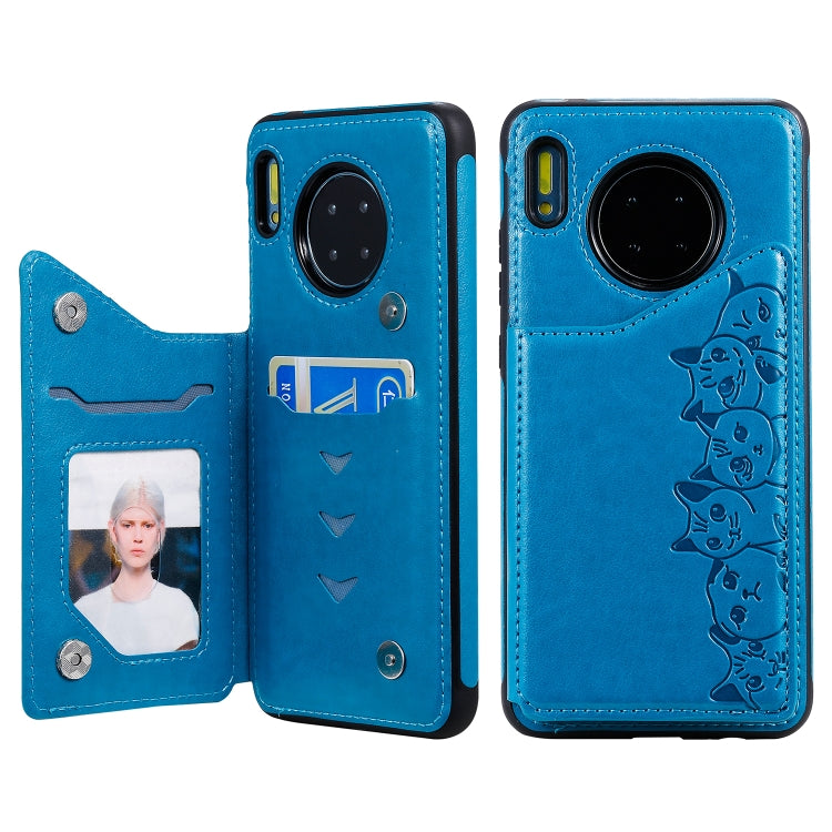 Six Cats Embossing Pattern Protective Case with Holder & Card Slots & Photo Frame, For Huawei Mate 30, For Huawei Mate 30 Pro, For Galaxy Note 10+