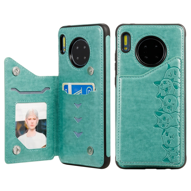 Six Cats Embossing Pattern Protective Case with Holder & Card Slots & Photo Frame, For Huawei Mate 30, For Huawei Mate 30 Pro, For Galaxy Note 10+