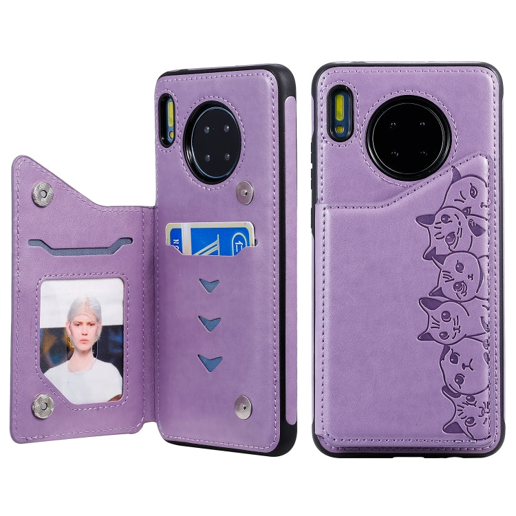 Six Cats Embossing Pattern Protective Case with Holder & Card Slots & Photo Frame, For Huawei Mate 30, For Huawei Mate 30 Pro, For Galaxy Note 10+