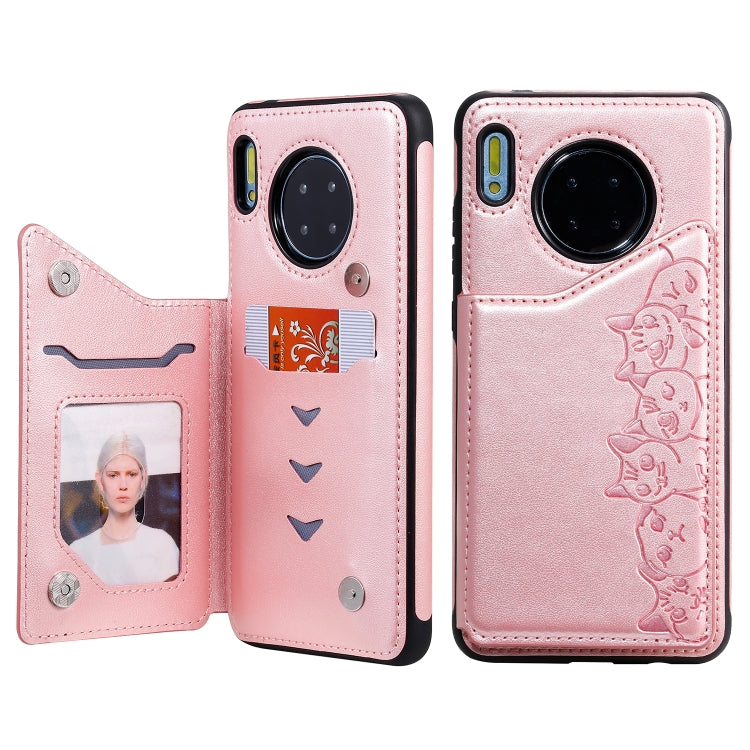 Six Cats Embossing Pattern Protective Case with Holder & Card Slots & Photo Frame, For Huawei Mate 30, For Huawei Mate 30 Pro, For Galaxy Note 10+