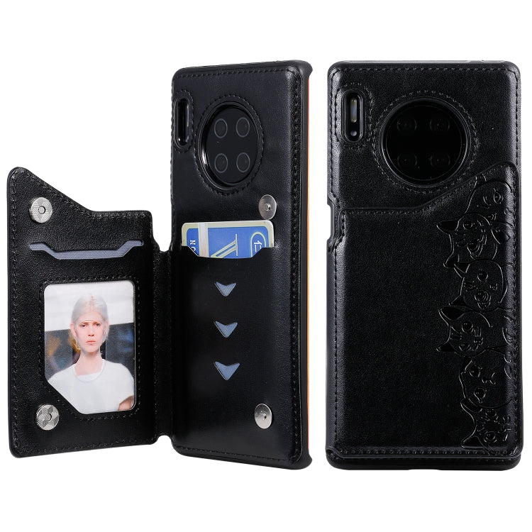 Six Cats Embossing Pattern Protective Case with Holder & Card Slots & Photo Frame, For Huawei Mate 30, For Huawei Mate 30 Pro, For Galaxy Note 10+