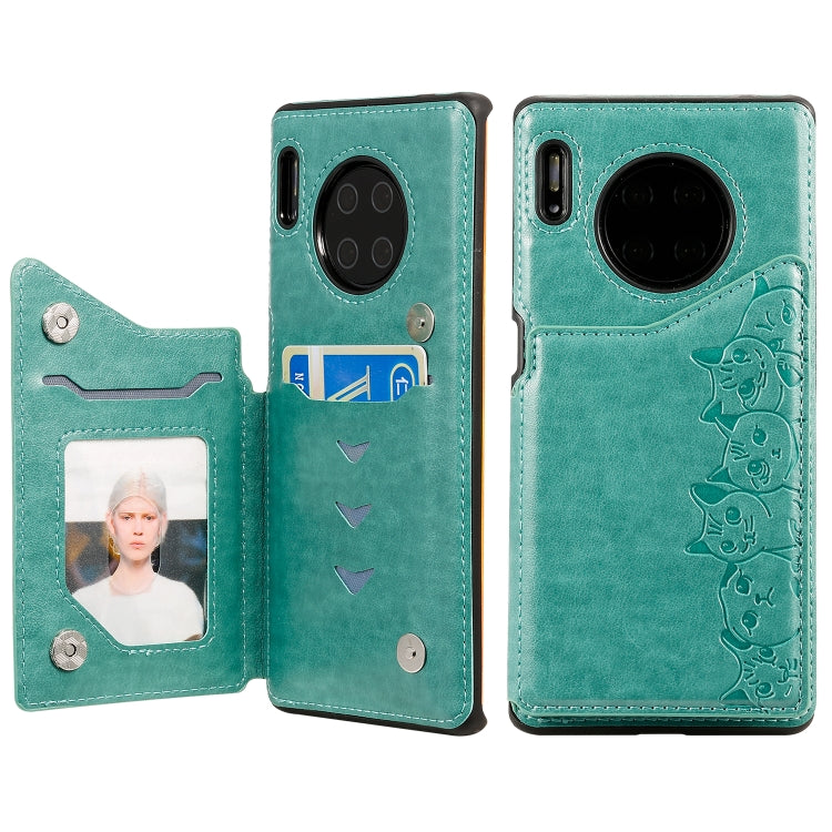 Six Cats Embossing Pattern Protective Case with Holder & Card Slots & Photo Frame, For Huawei Mate 30, For Huawei Mate 30 Pro, For Galaxy Note 10+