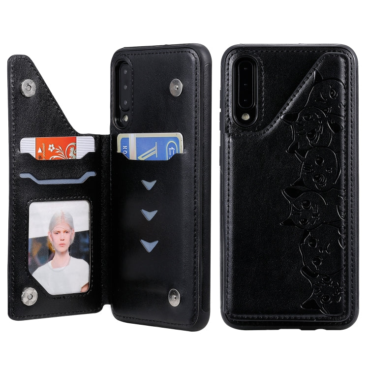 Six Cats Embossing Pattern Protective Case with Holder & Card Slots & Photo Frame, For iPhone XS Max, For iPhone XS, For Galaxy A50