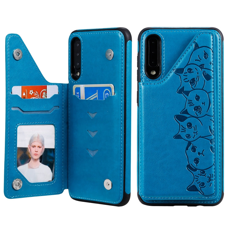 Six Cats Embossing Pattern Protective Case with Holder & Card Slots & Photo Frame, For iPhone XS Max, For iPhone XS, For Galaxy A50