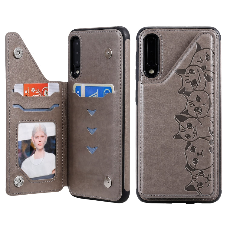 Six Cats Embossing Pattern Protective Case with Holder & Card Slots & Photo Frame, For iPhone XS Max, For iPhone XS, For Galaxy A50
