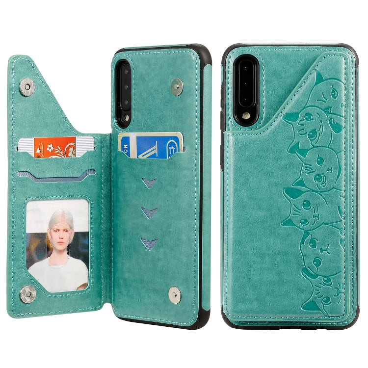 Six Cats Embossing Pattern Protective Case with Holder & Card Slots & Photo Frame, For iPhone XS Max, For iPhone XS, For Galaxy A50