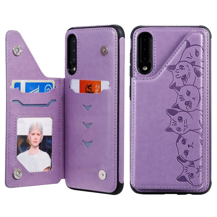 Six Cats Embossing Pattern Protective Case with Holder & Card Slots & Photo Frame, For iPhone XS Max, For iPhone XS, For Galaxy A50