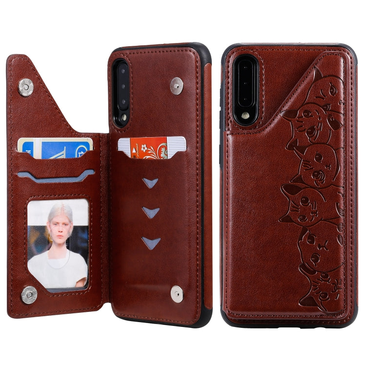 Six Cats Embossing Pattern Protective Case with Holder & Card Slots & Photo Frame, For iPhone XS Max, For iPhone XS, For Galaxy A50