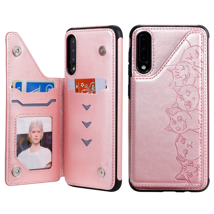 Six Cats Embossing Pattern Protective Case with Holder & Card Slots & Photo Frame, For iPhone XS Max, For iPhone XS, For Galaxy A50