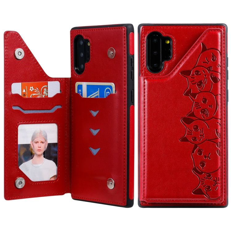 Six Cats Embossing Pattern Protective Case with Holder & Card Slots & Photo Frame, For Huawei Mate 30, For Huawei Mate 30 Pro, For Galaxy Note 10+