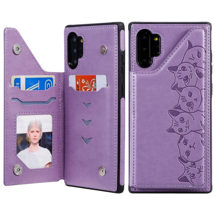 Six Cats Embossing Pattern Protective Case with Holder & Card Slots & Photo Frame, For Huawei Mate 30, For Huawei Mate 30 Pro, For Galaxy Note 10+