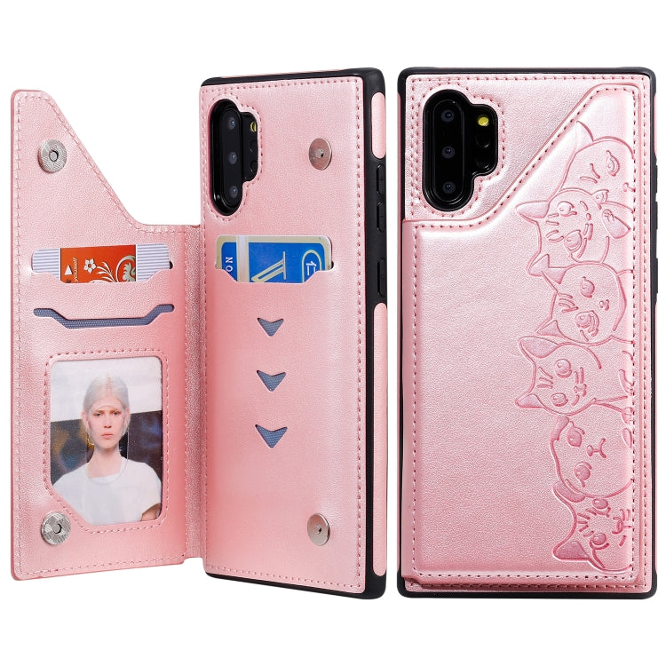 Six Cats Embossing Pattern Protective Case with Holder & Card Slots & Photo Frame, For Huawei Mate 30, For Huawei Mate 30 Pro, For Galaxy Note 10+