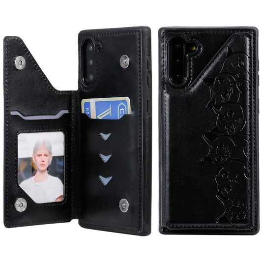 Six cats embossed protective case for Galaxy Note 10 S8+ S8 with card slots and photo frame holder