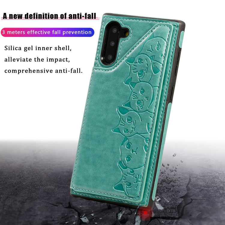 Six Cats Embossing Pattern Protective Case with Holder & Card Slots & Photo Frame, For Galaxy Note 10, For Galaxy S8+, For Galaxy S8
