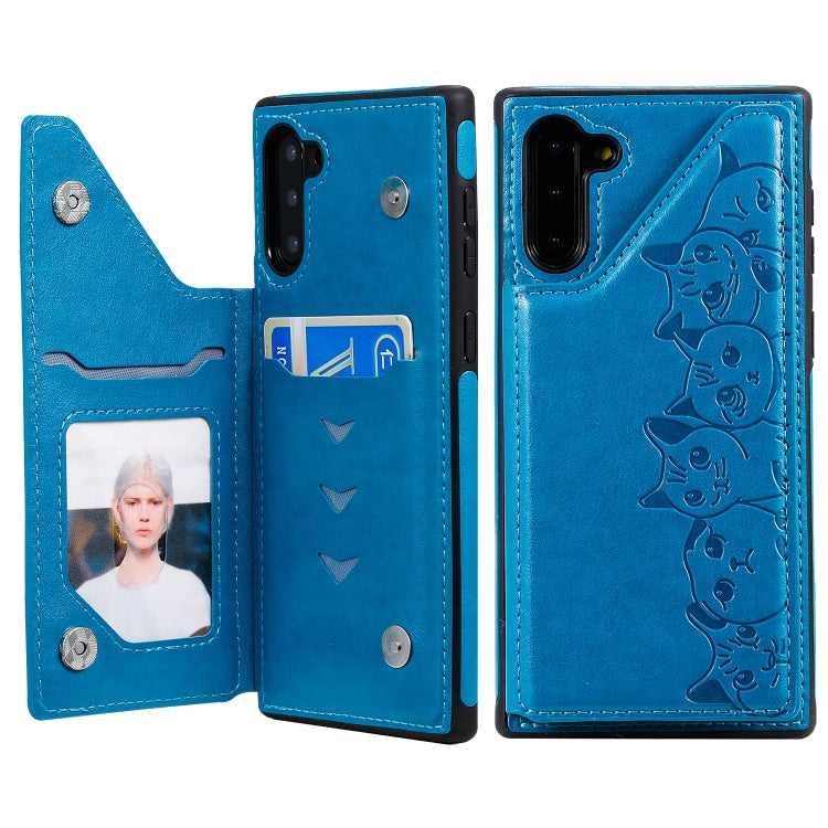Six Cats Embossing Pattern Protective Case with Holder & Card Slots & Photo Frame, For Galaxy Note 10, For Galaxy S8+, For Galaxy S8