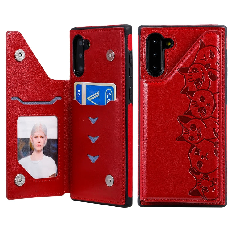 Six Cats Embossing Pattern Protective Case with Holder & Card Slots & Photo Frame, For Galaxy Note 10, For Galaxy S8+, For Galaxy S8
