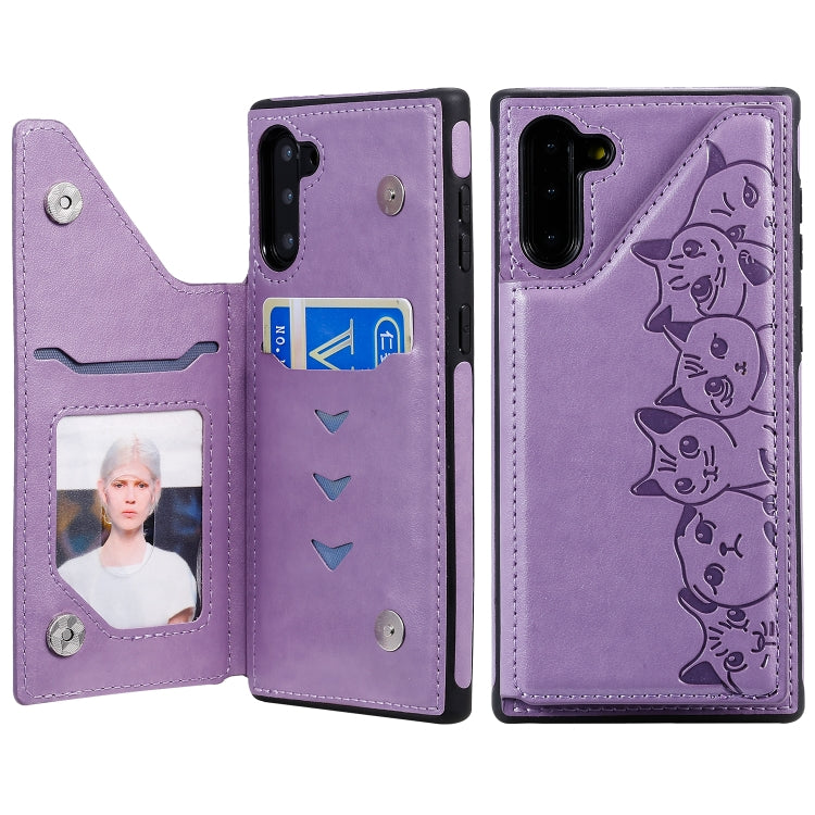 Six Cats Embossing Pattern Protective Case with Holder & Card Slots & Photo Frame, For Galaxy Note 10, For Galaxy S8+, For Galaxy S8