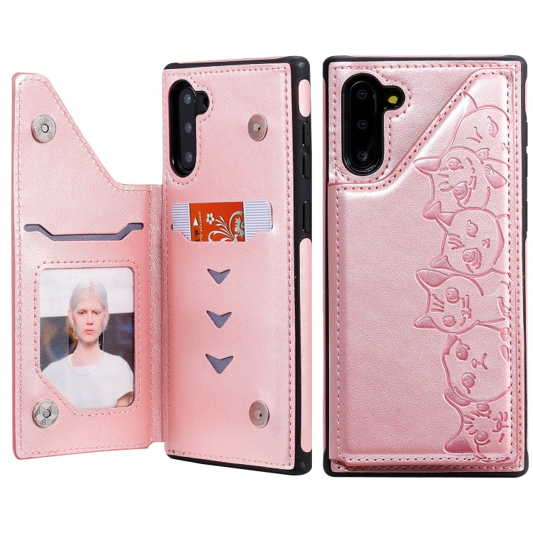 Six Cats Embossing Pattern Protective Case with Holder & Card Slots & Photo Frame, For Galaxy Note 10, For Galaxy S8+, For Galaxy S8