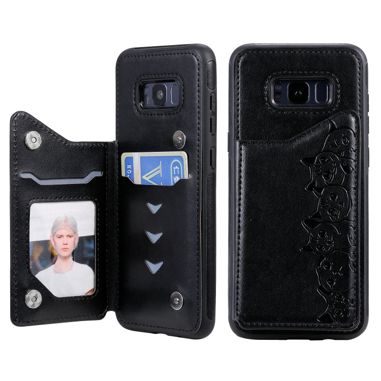 Six Cats Embossing Pattern Protective Case with Holder & Card Slots & Photo Frame, For Galaxy Note 10, For Galaxy S8+, For Galaxy S8