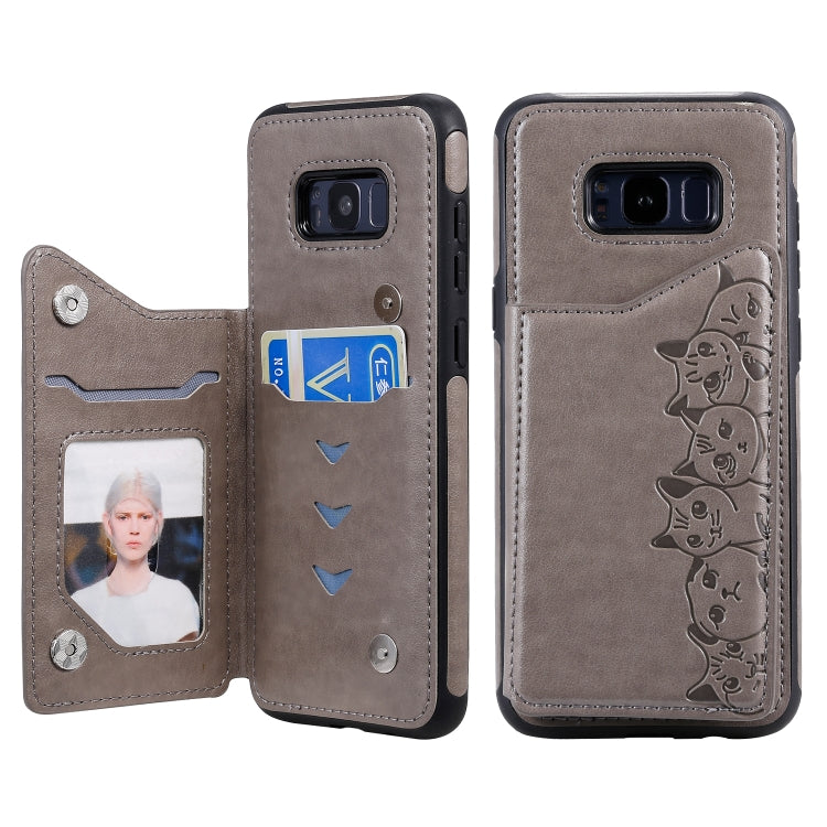 Six Cats Embossing Pattern Protective Case with Holder & Card Slots & Photo Frame, For Galaxy Note 10, For Galaxy S8+, For Galaxy S8