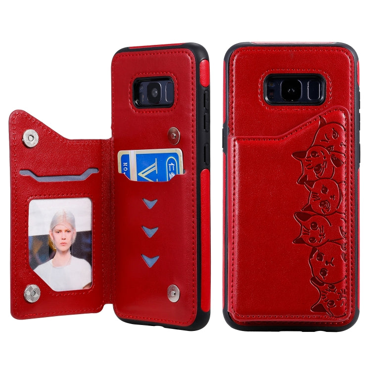 Six Cats Embossing Pattern Protective Case with Holder & Card Slots & Photo Frame, For Galaxy Note 10, For Galaxy S8+, For Galaxy S8