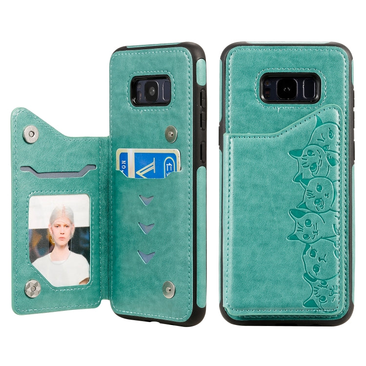 Six Cats Embossing Pattern Protective Case with Holder & Card Slots & Photo Frame, For Galaxy Note 10, For Galaxy S8+, For Galaxy S8