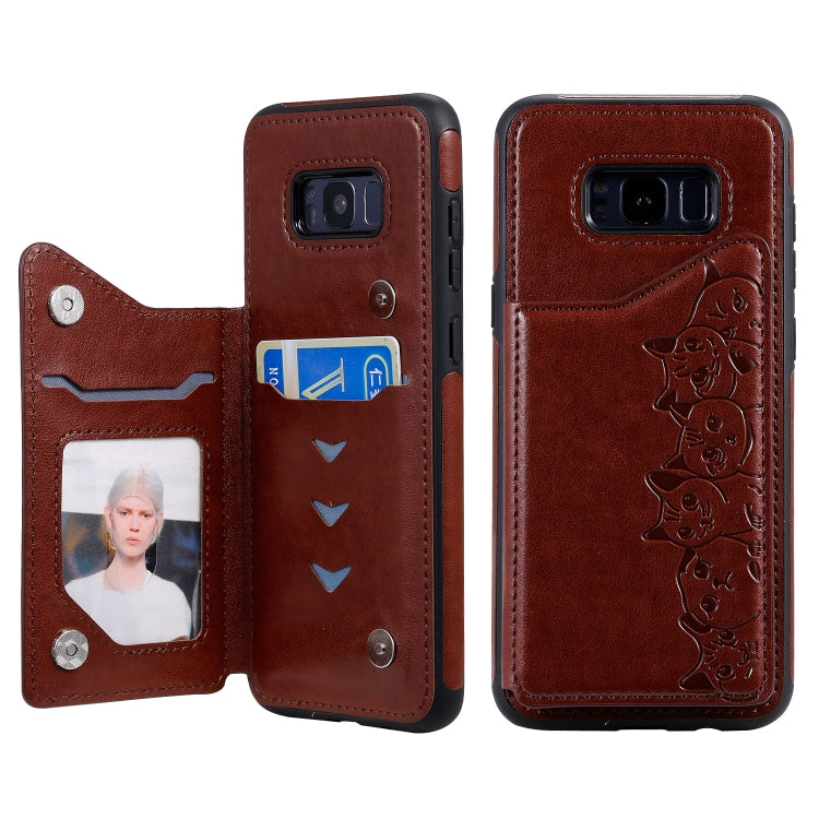 Six Cats Embossing Pattern Protective Case with Holder & Card Slots & Photo Frame, For Galaxy Note 10, For Galaxy S8+, For Galaxy S8