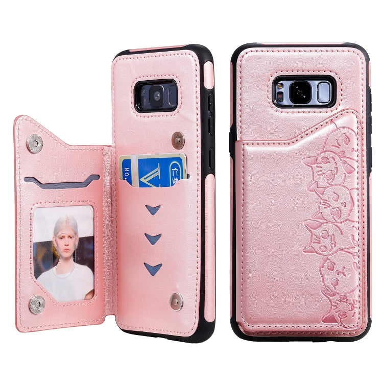 Six Cats Embossing Pattern Protective Case with Holder & Card Slots & Photo Frame, For Galaxy Note 10, For Galaxy S8+, For Galaxy S8