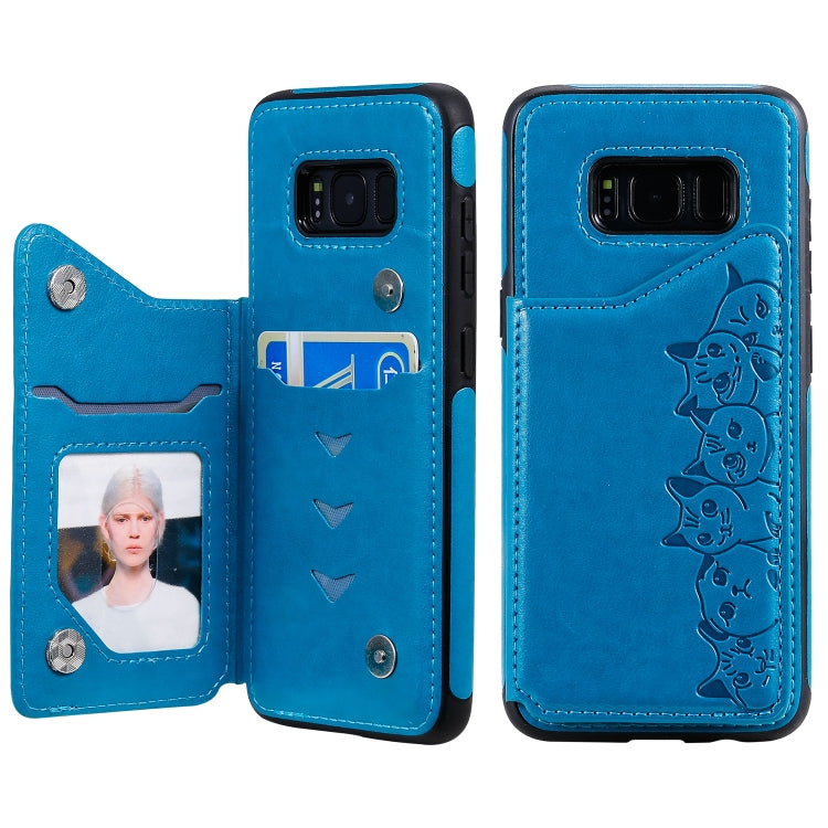 Six Cats Embossing Pattern Protective Case with Holder & Card Slots & Photo Frame, For Galaxy Note 10, For Galaxy S8+, For Galaxy S8