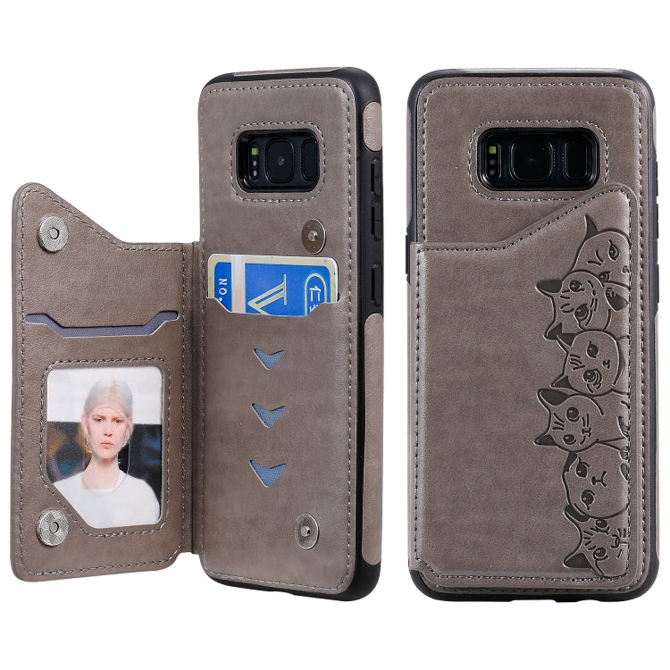Six Cats Embossing Pattern Protective Case with Holder & Card Slots & Photo Frame, For Galaxy Note 10, For Galaxy S8+, For Galaxy S8