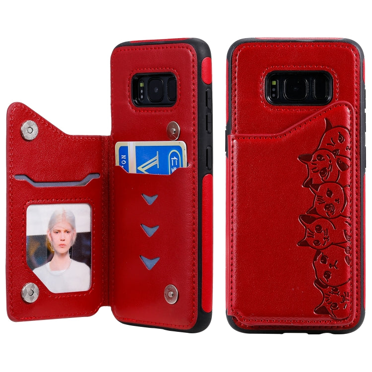 Six Cats Embossing Pattern Protective Case with Holder & Card Slots & Photo Frame, For Galaxy Note 10, For Galaxy S8+, For Galaxy S8