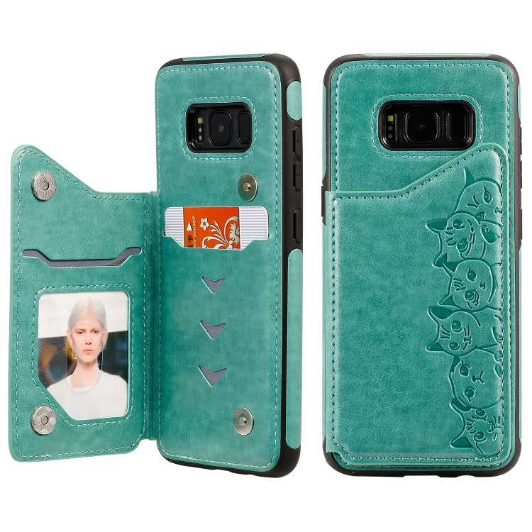 Six Cats Embossing Pattern Protective Case with Holder & Card Slots & Photo Frame, For Galaxy Note 10, For Galaxy S8+, For Galaxy S8
