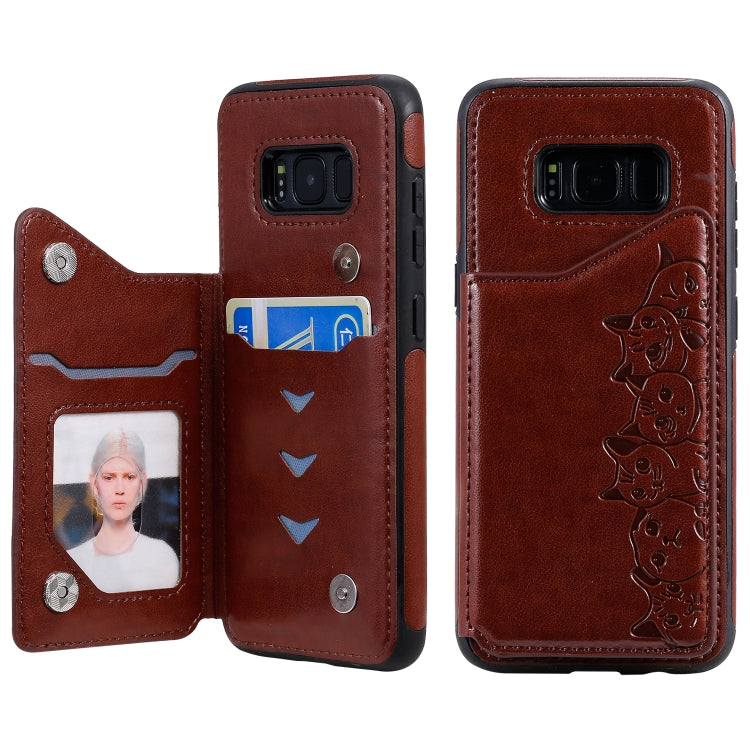 Six Cats Embossing Pattern Protective Case with Holder & Card Slots & Photo Frame, For Galaxy Note 10, For Galaxy S8+, For Galaxy S8