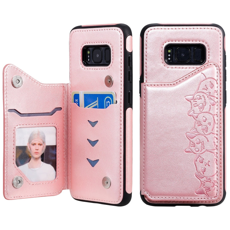 Six Cats Embossing Pattern Protective Case with Holder & Card Slots & Photo Frame, For Galaxy Note 10, For Galaxy S8+, For Galaxy S8