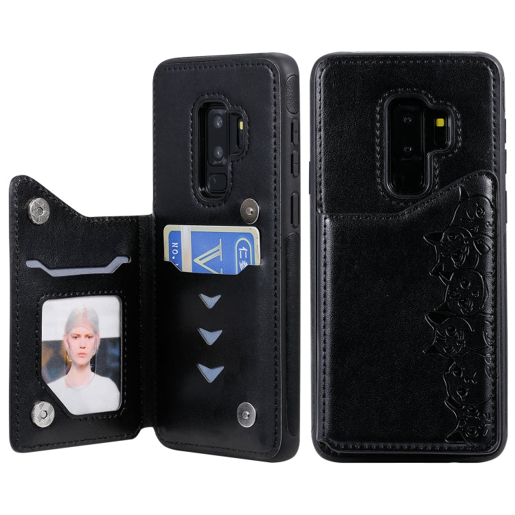 Six Cats Embossing Pattern Protective Case with Holder & Card Slots & Photo Frame, For Galaxy S9+, For Galaxy S9, For Galaxy S10 5G
