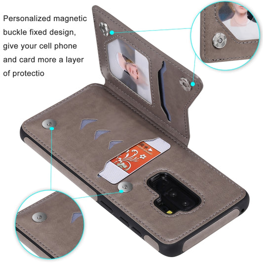 Samsung Galaxy S9 case with cat pattern, side angle showing protective bumpers